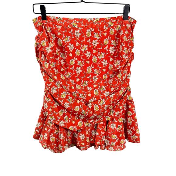 NWT Veronica Beard Tara's Skirt Women's Multicolor Lined Floral Ruched Silk 10